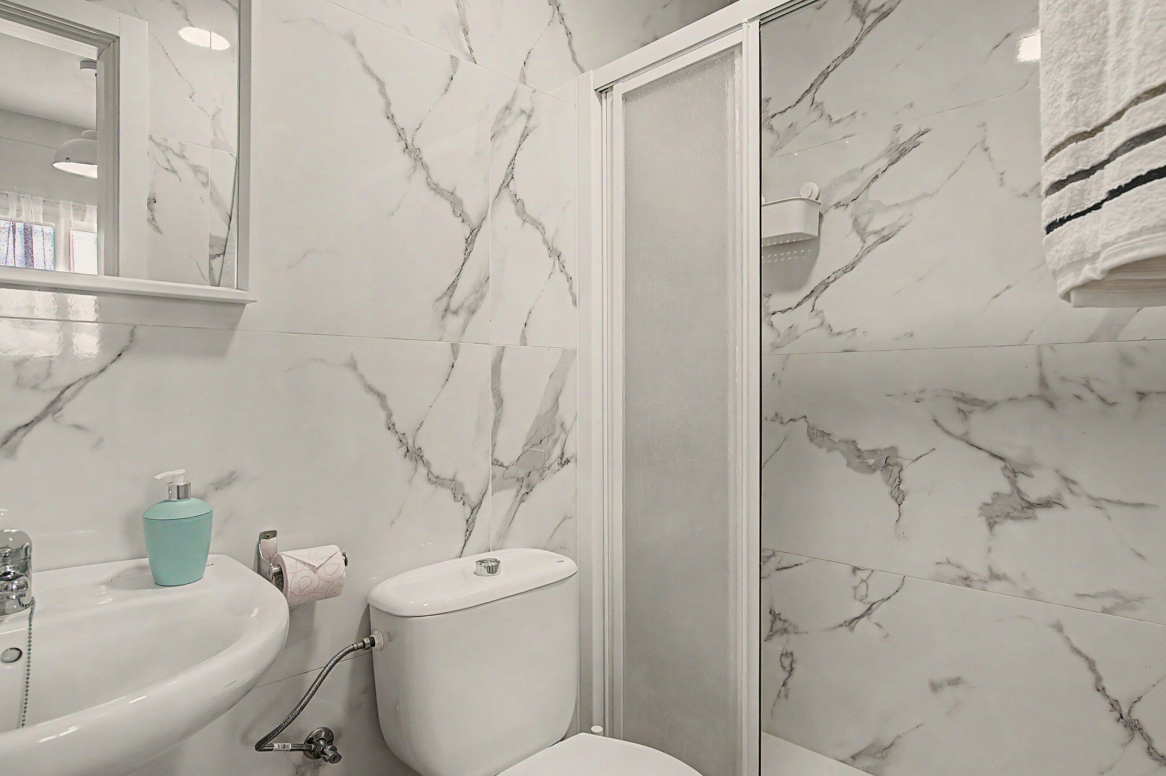 Dusche, Haartrockner, Handtücher