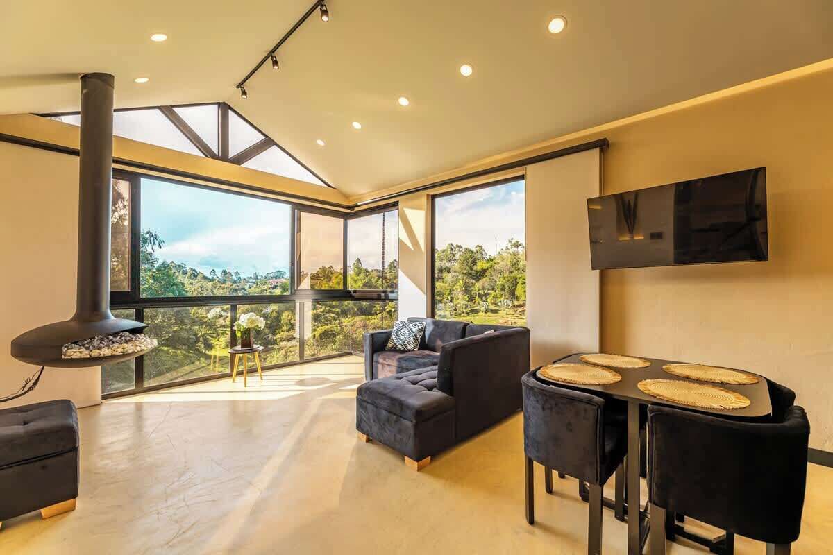 TV, fireplace, offices