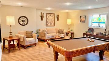 TV, fireplace, video games, books
