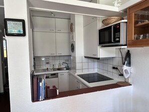 Cafetera y tetera, refrigerador, microondas y lavavajillas 