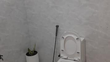 Combined shower/tub, free toiletries, hair dryer (on request), towels