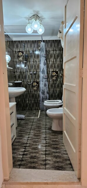 Dusche, Haartrockner, Handtücher
