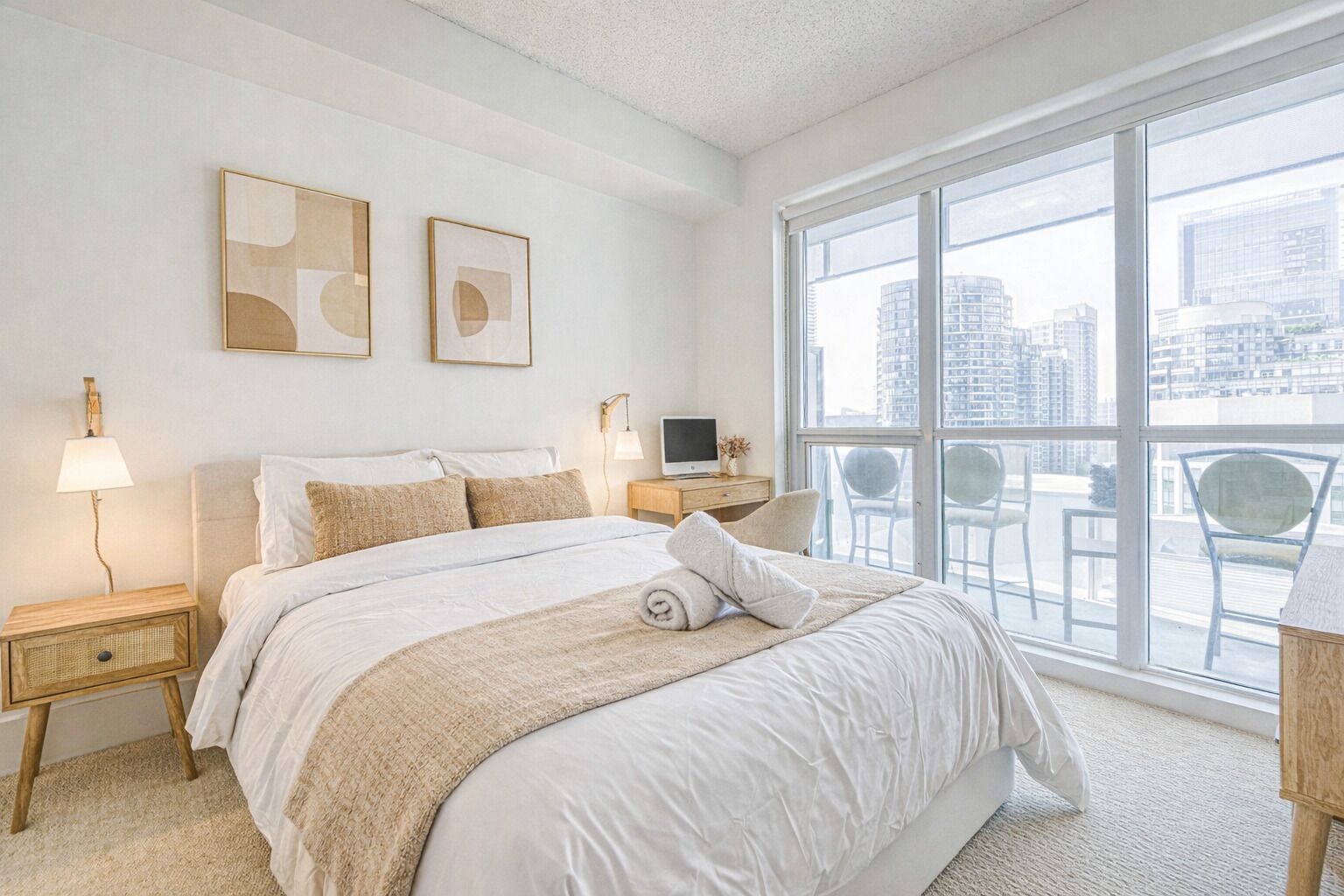 2 bedrooms, iron/ironing board, internet, bed sheets