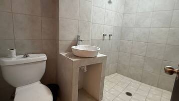 Ducha, toallas, jabón, shampoo