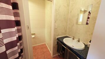 Salle de bain | Douche, sèche-cheveux, serviettes fournies, savon