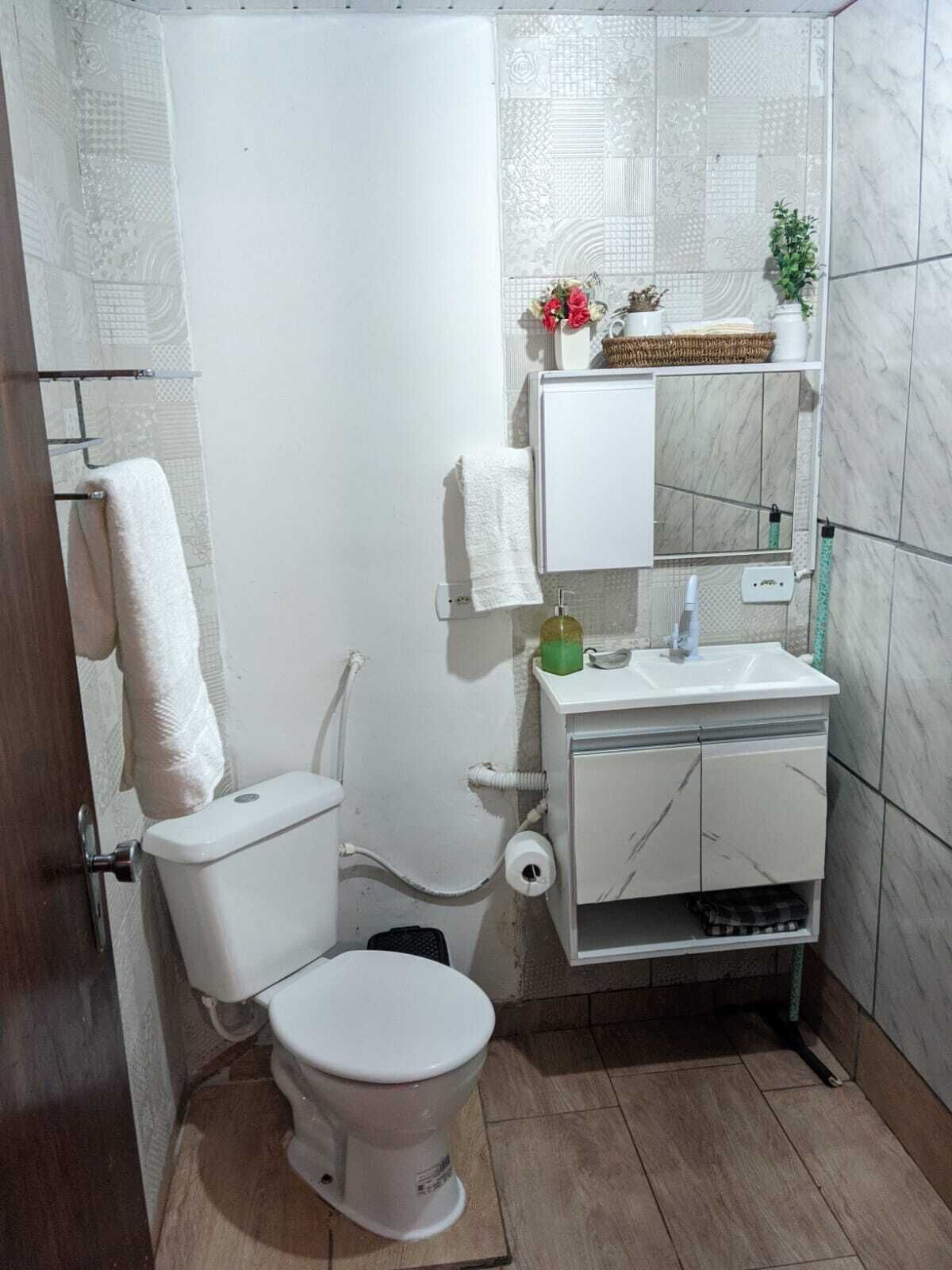 Ducha, secador de pelo, toallas y papel higiénico