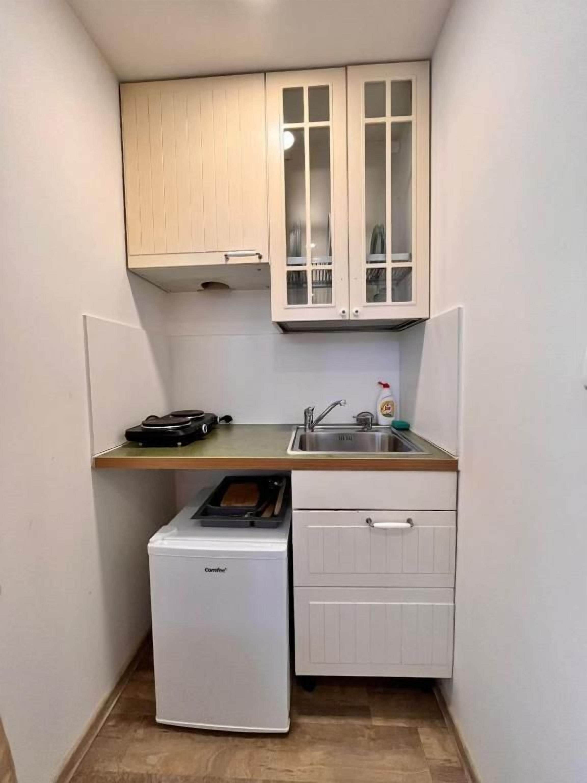 Basic Studio | Private kitchen | Fridge, microwave, oven, stovetop