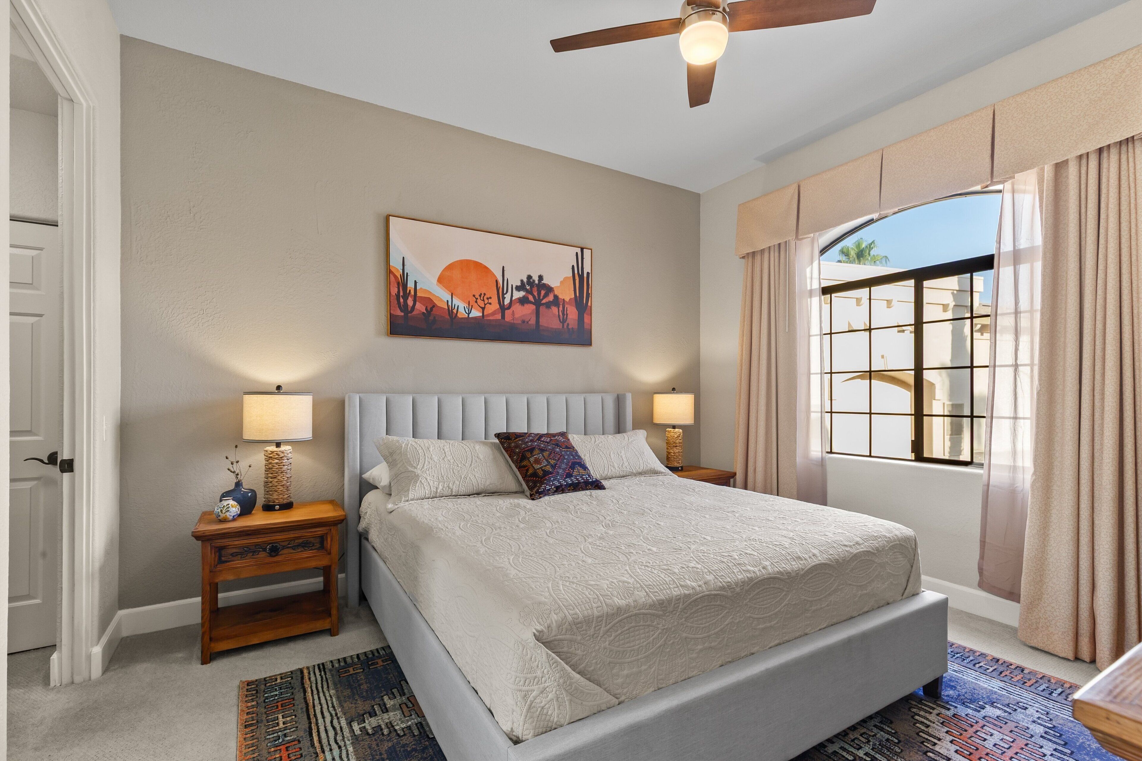 Desk, iron/ironing board, travel crib, WiFi (free)