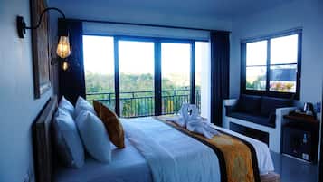 Habitación Deluxe doble, balcón, vistas al valle | Sábanas de algodón egipcio y ropa de cama de alta calidad