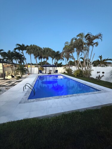 Oasis with a heated pool