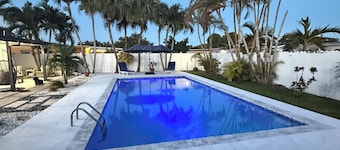 Oasis with a heated pool