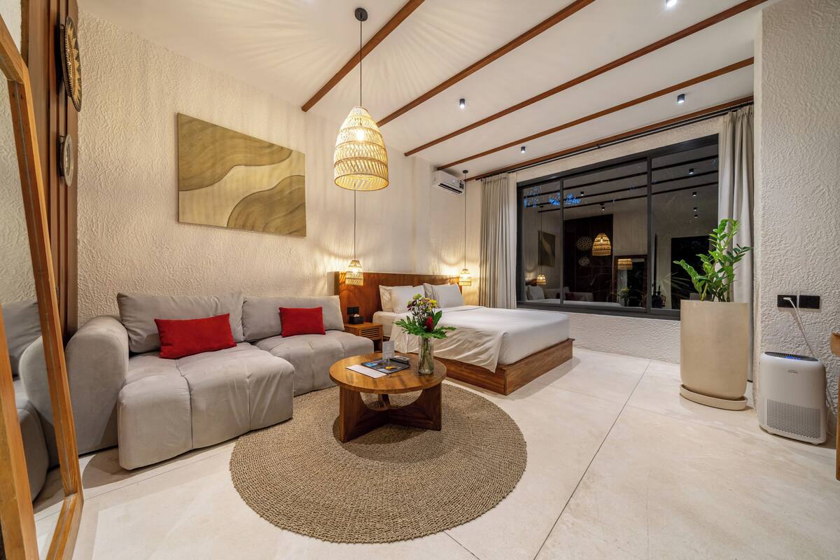 Apartamento design, 1 quarto, vista para o rio | Cofres nos quartos, Wi-Fi de cortesia, roupa de cama