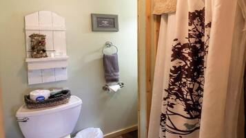 Shower, towels, soap, shampoo