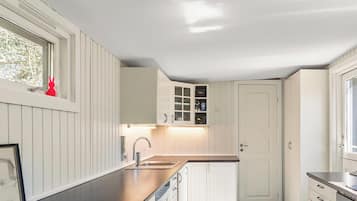 Coffee/tea maker, fridge, oven, stovetop