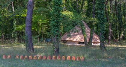 Glamping tent by the river