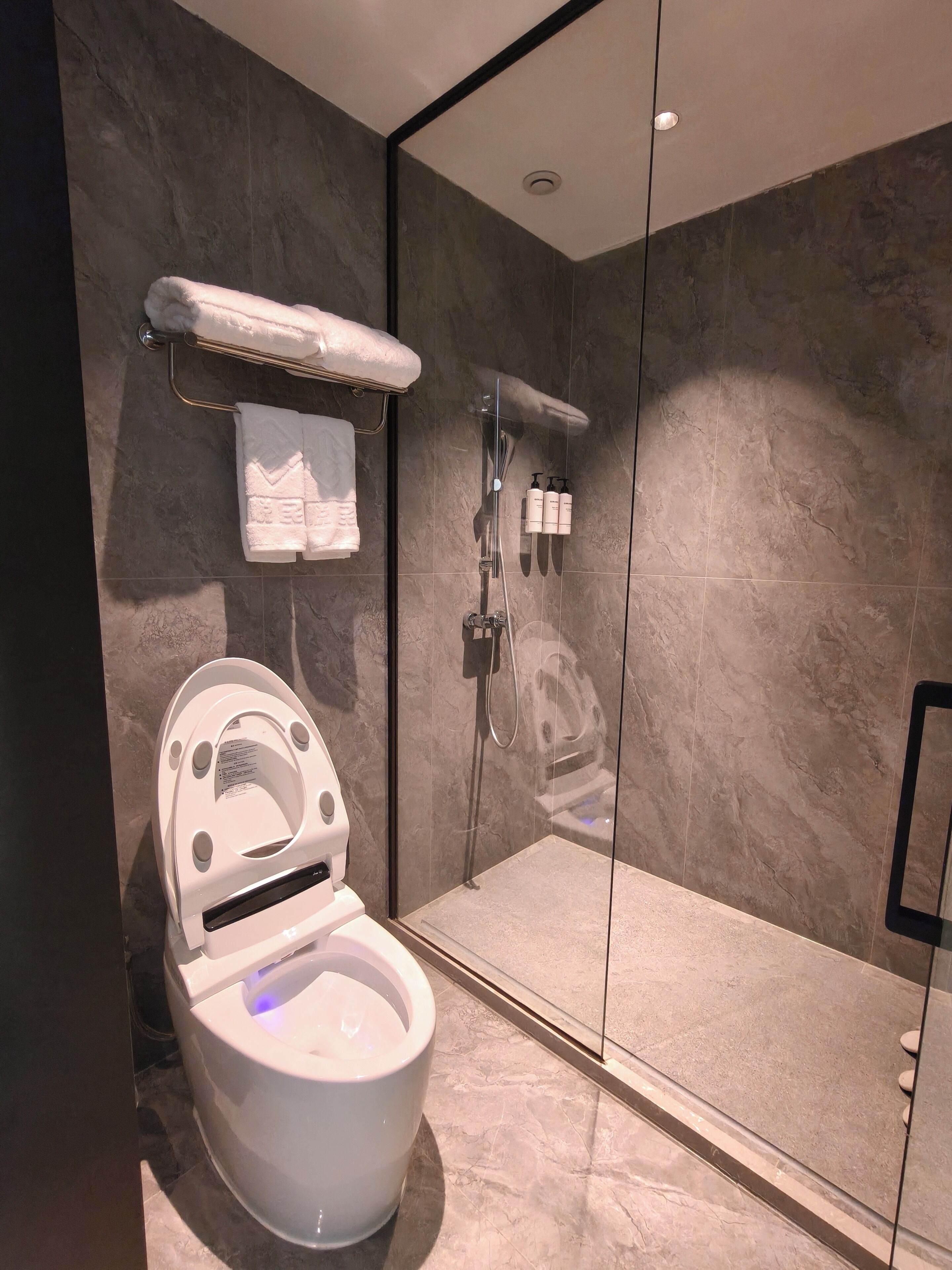 Suite estudio de lujo, 1 cama Queen size, baño privado, vista a la colina | Baño | Regadera, amenidades de baño gratuitas, secadora de cabello, pantuflas 