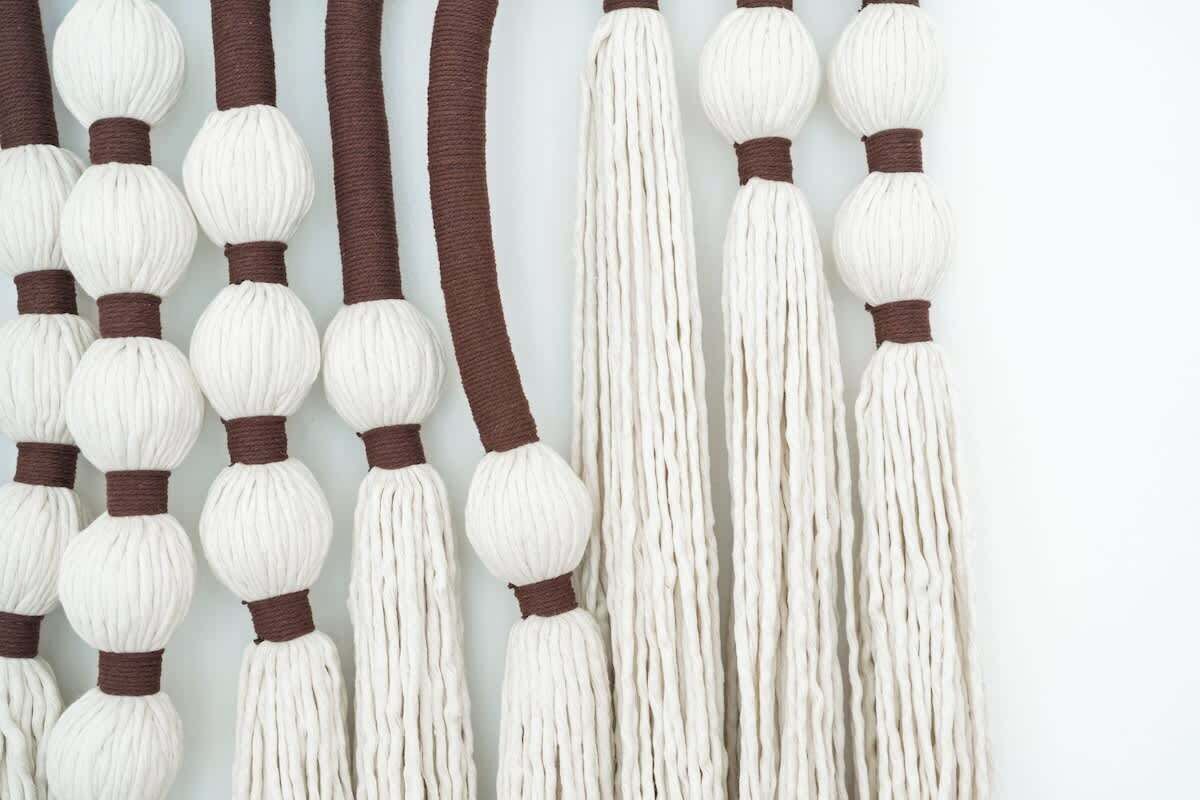 Een verzameling witte en bruine kwastjes.