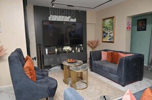Living area - Luxury 3-Bedroom Retreat in Ikeja | 3 Queen Beds • 24/7 Power • Near the Airport (Lagos)