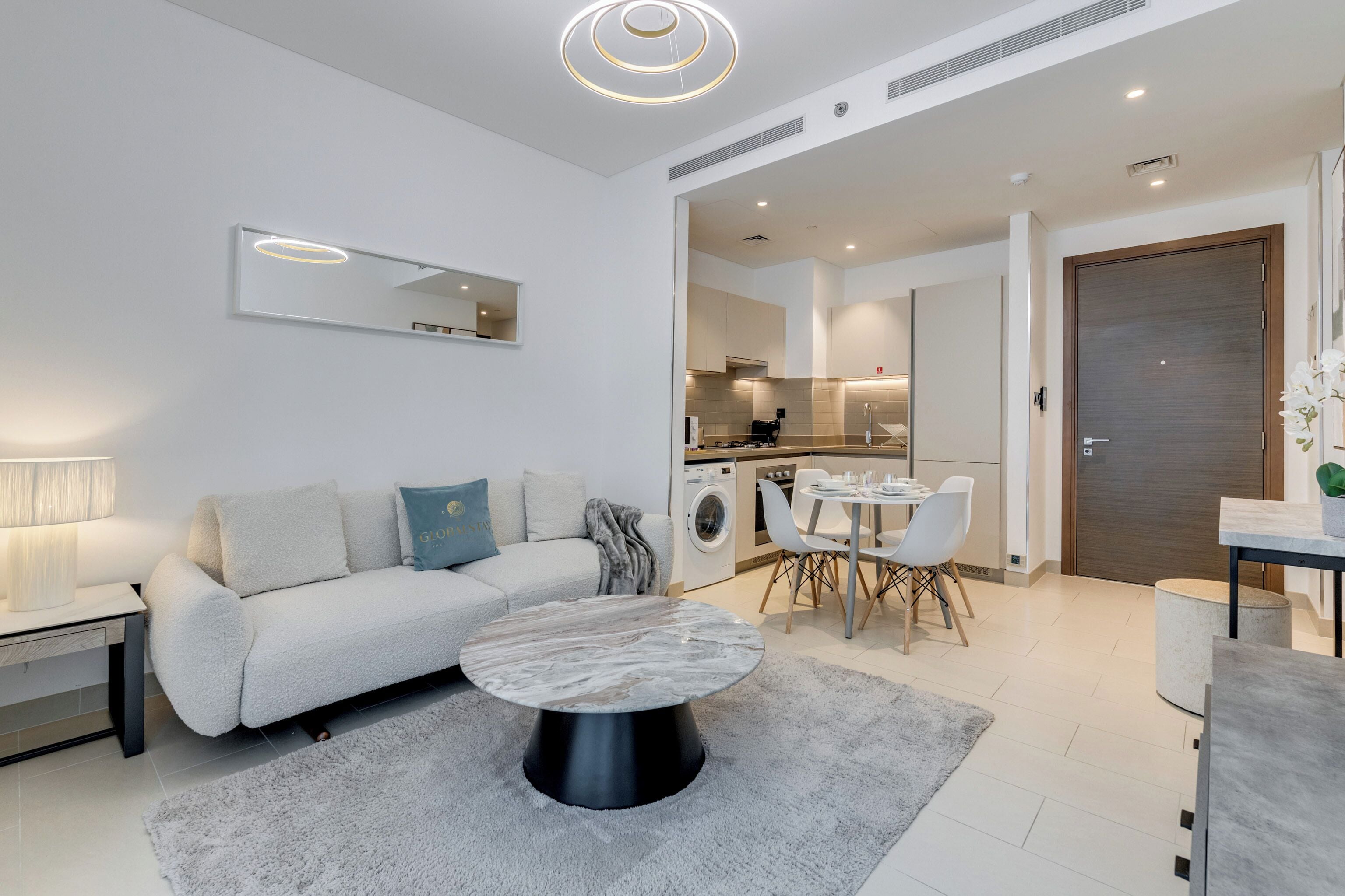 Deluxe Apartment, 1 Bedroom, Balcony, City View | Living area | 43-inch Smart TV with digital channels, Netflix, streaming services