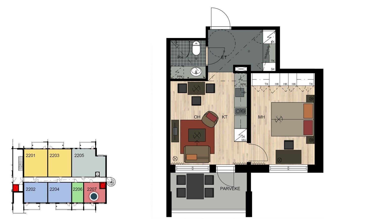 Planta baixa de um hotel, mostrando vários quartos, incluindo banheiro, cozinha e sala de estar.