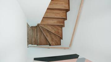 A staircase with wooden steps.