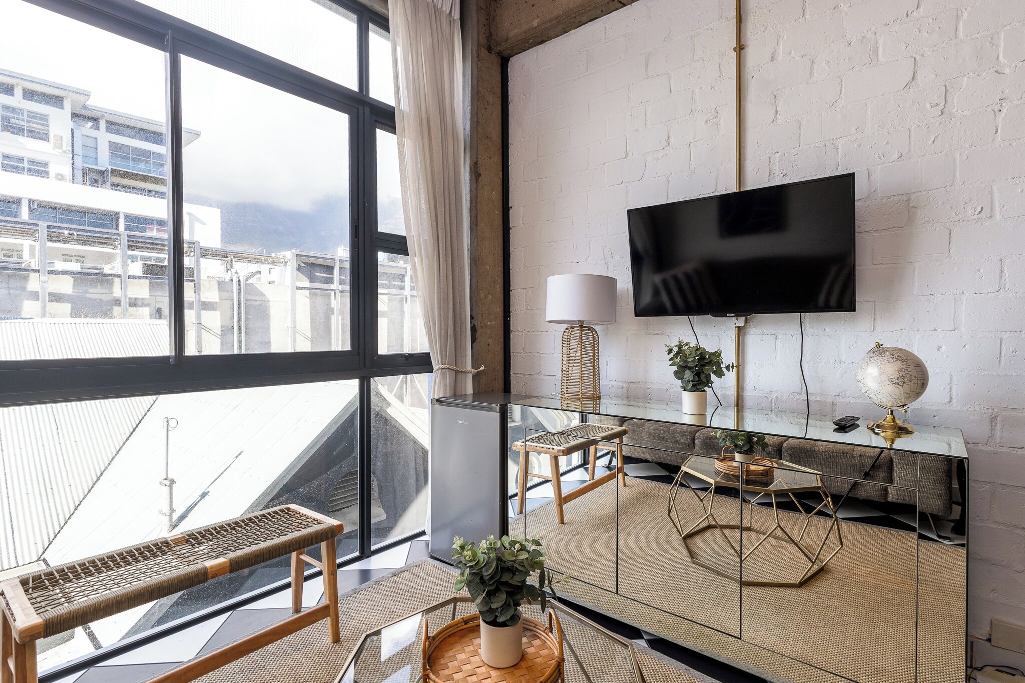 Departamento Deluxe, vista a la montaña | Área de sala de estar