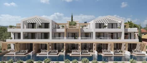 Suite, balcon, vue piscine | Piscine