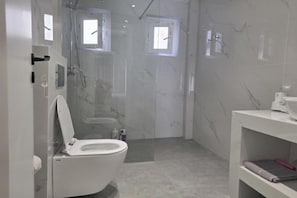 Hiustenkuivaaja, pyyhkeet, saippua, vessapaperi