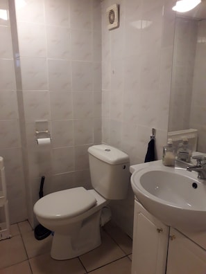 Sèche-cheveux, serviettes fournies, savon, papier toilette