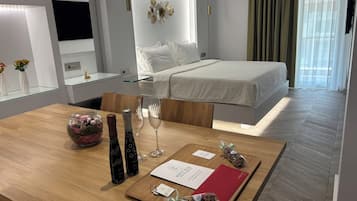Premium bedding, down duvets, pillow-top beds, free minibar