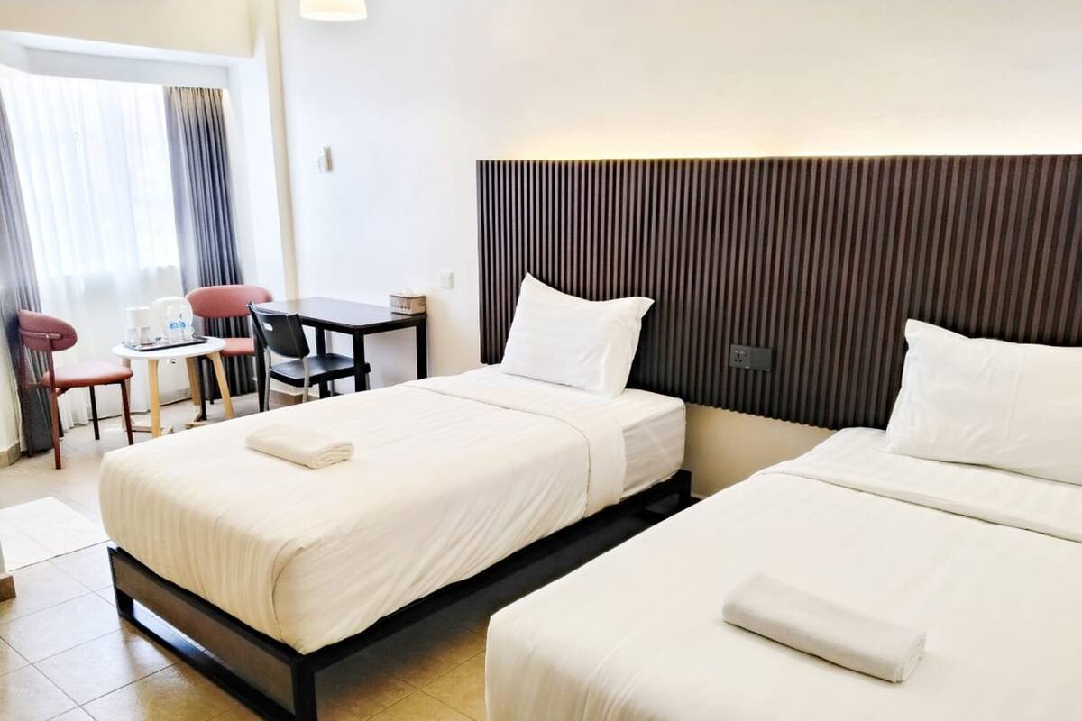 Habitación Deluxe con 2 camas individuales | Escritorio, wifi gratis, ropa de cama