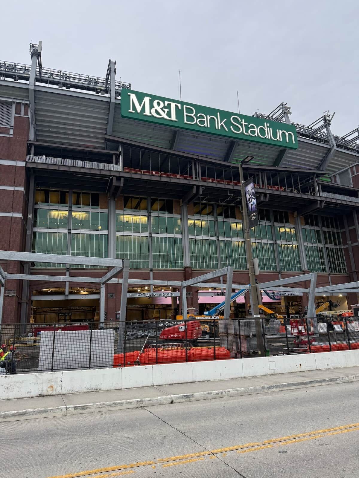 A large stadium with a prominent sign for M&T Bank Stadium.