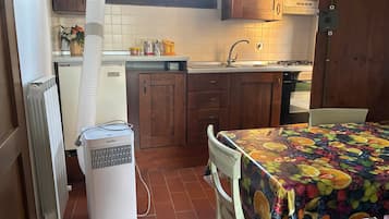 Coffee/tea maker, fridge, oven, stovetop