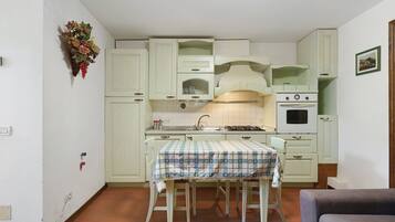 Coffee/tea maker, fridge, oven, stovetop