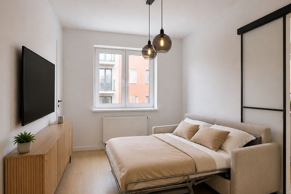 Wohnzimmer 2 - Schlafcouch ausgeklappt