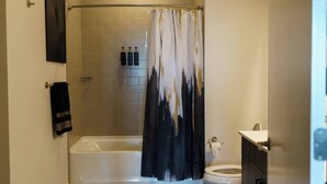 Towels, soap, toilet paper -     Modern Luxury Skyrise Black & Gold Retreat Midtown (Atlanta)