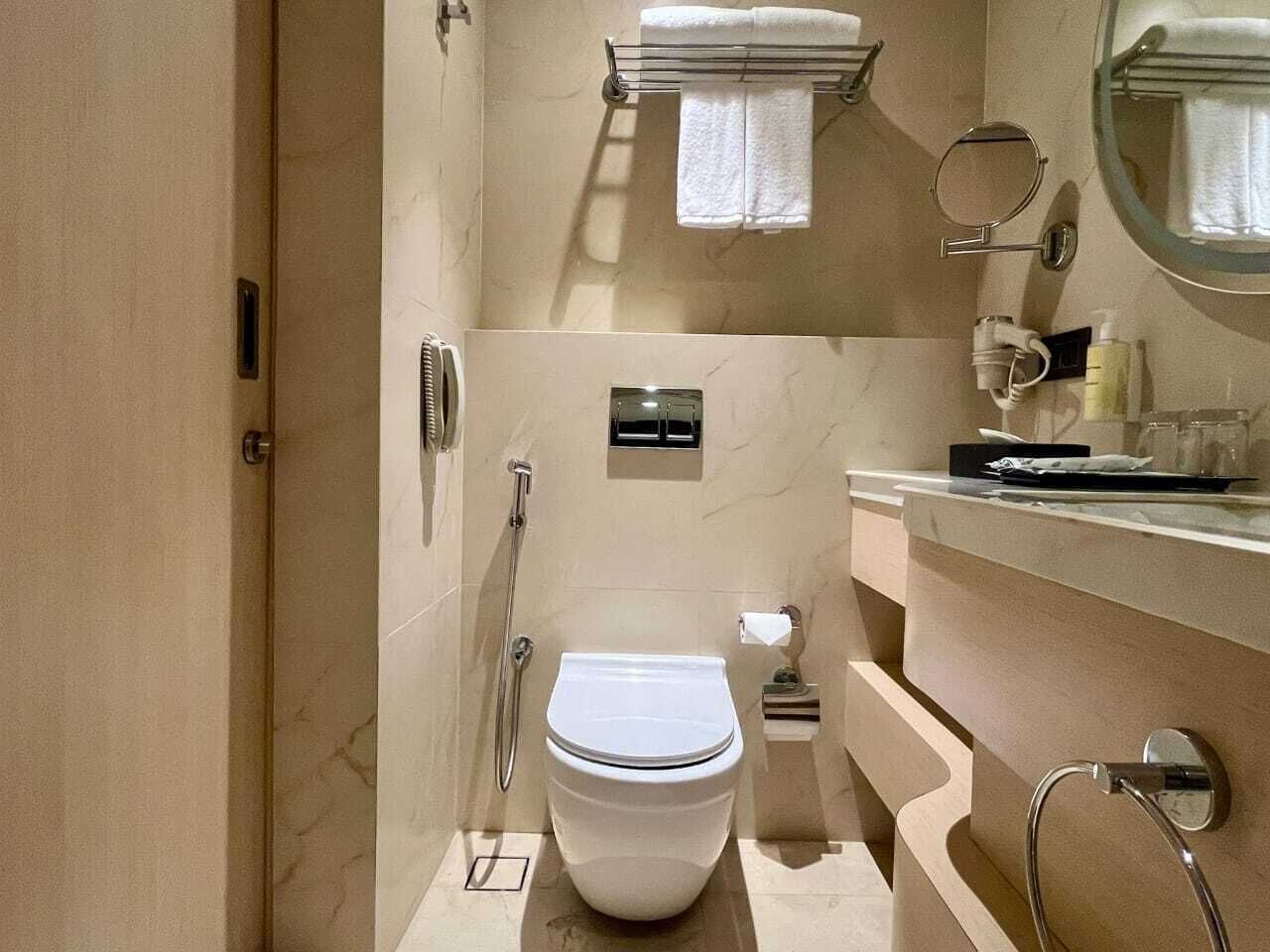 Shower, towels, soap, shampoo