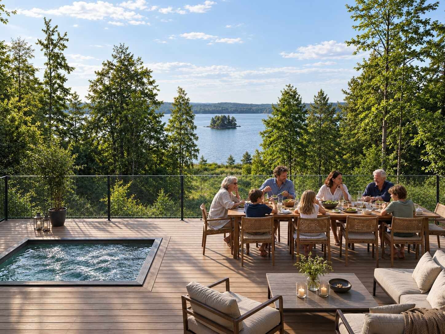 Outdoor dining with lake views - planned terrace.