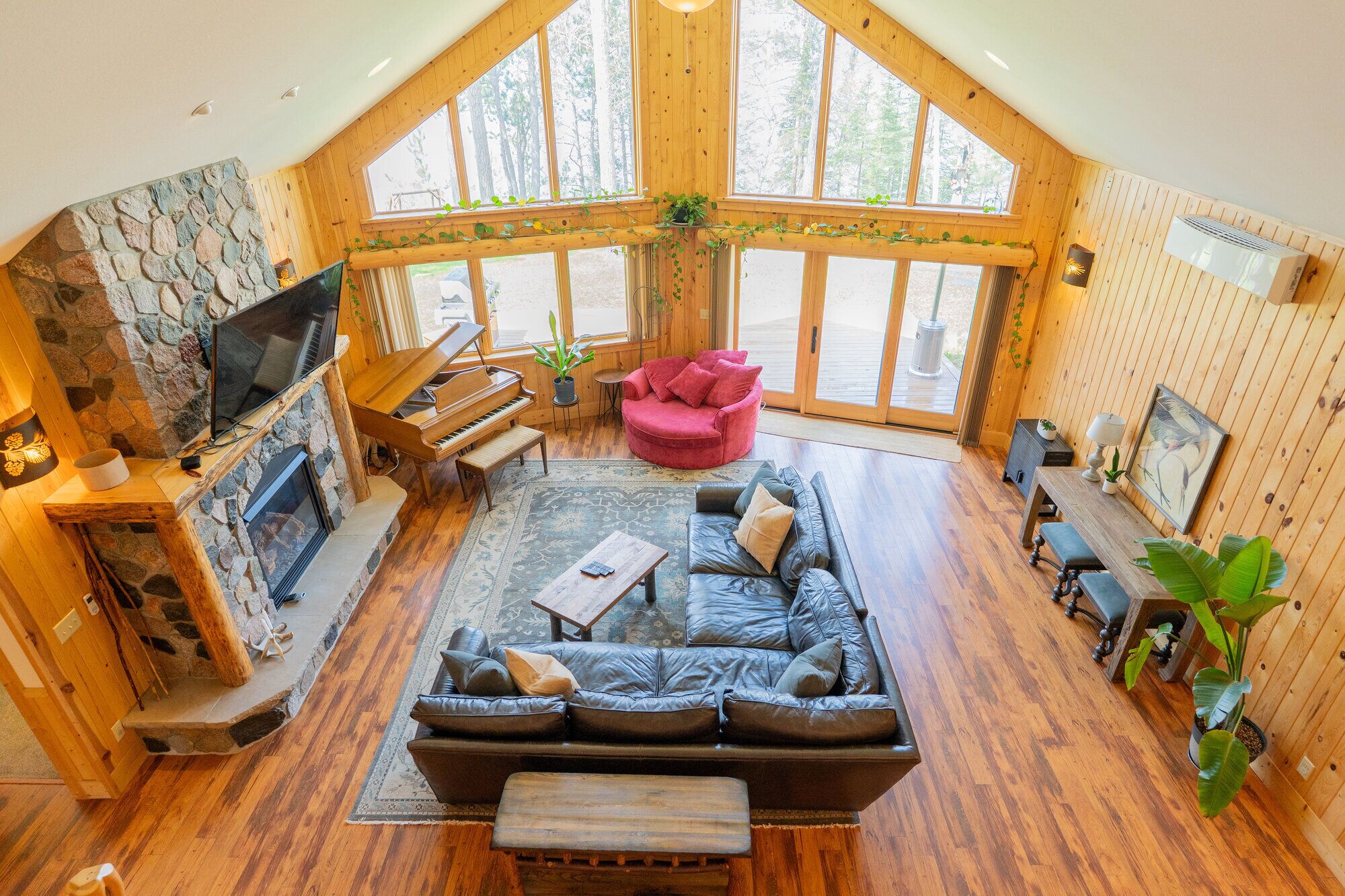 TV, fireplace, DVD player, foosball