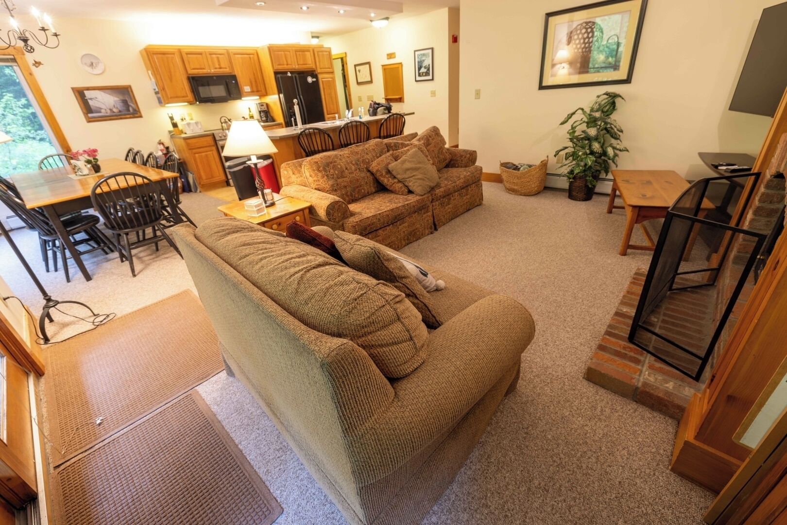 TV, fireplace
