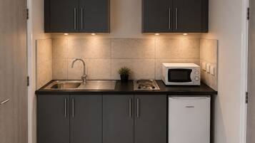 Fridge, microwave, stovetop, toaster