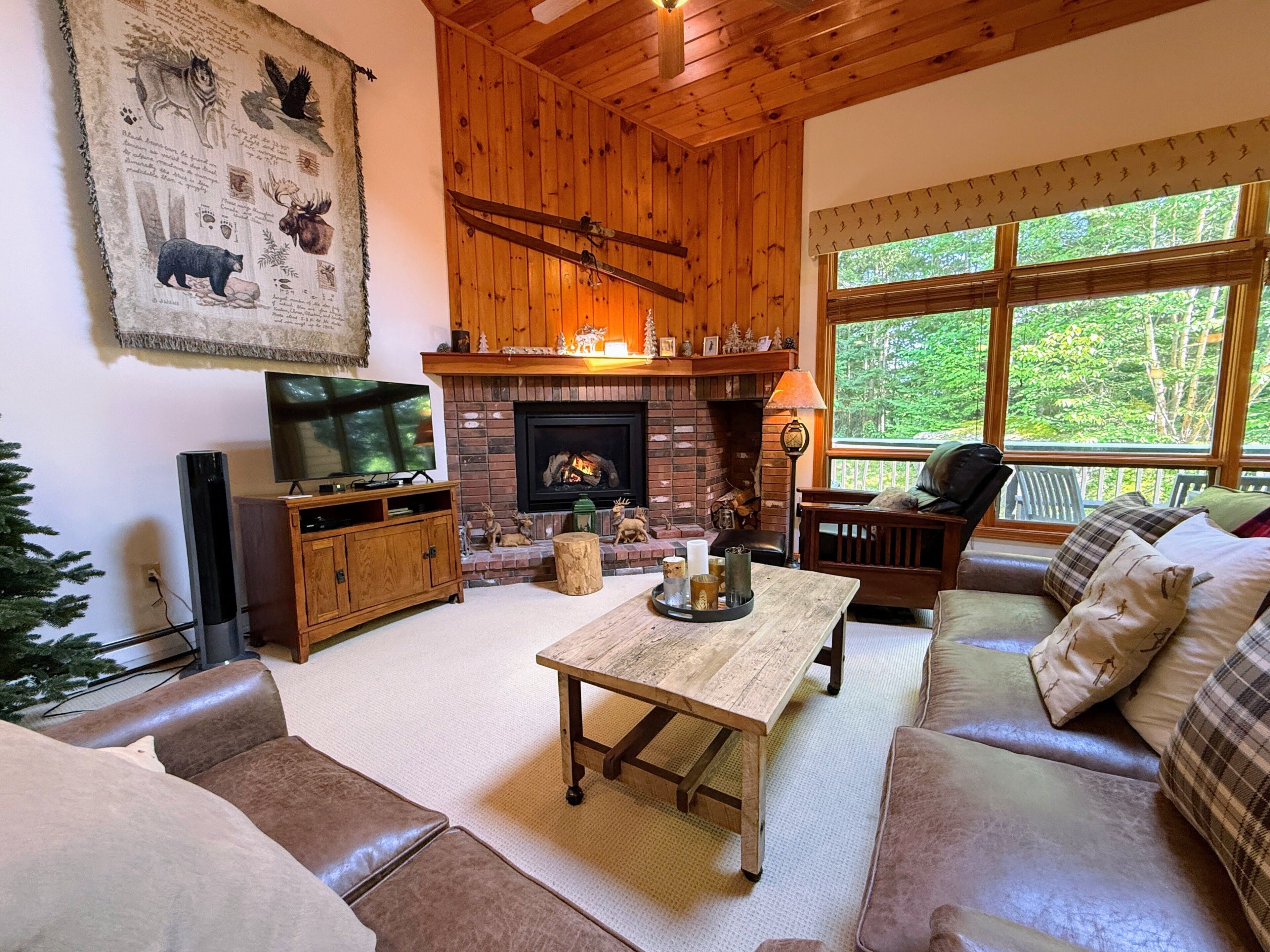 Smart TV, fireplace, DVD player