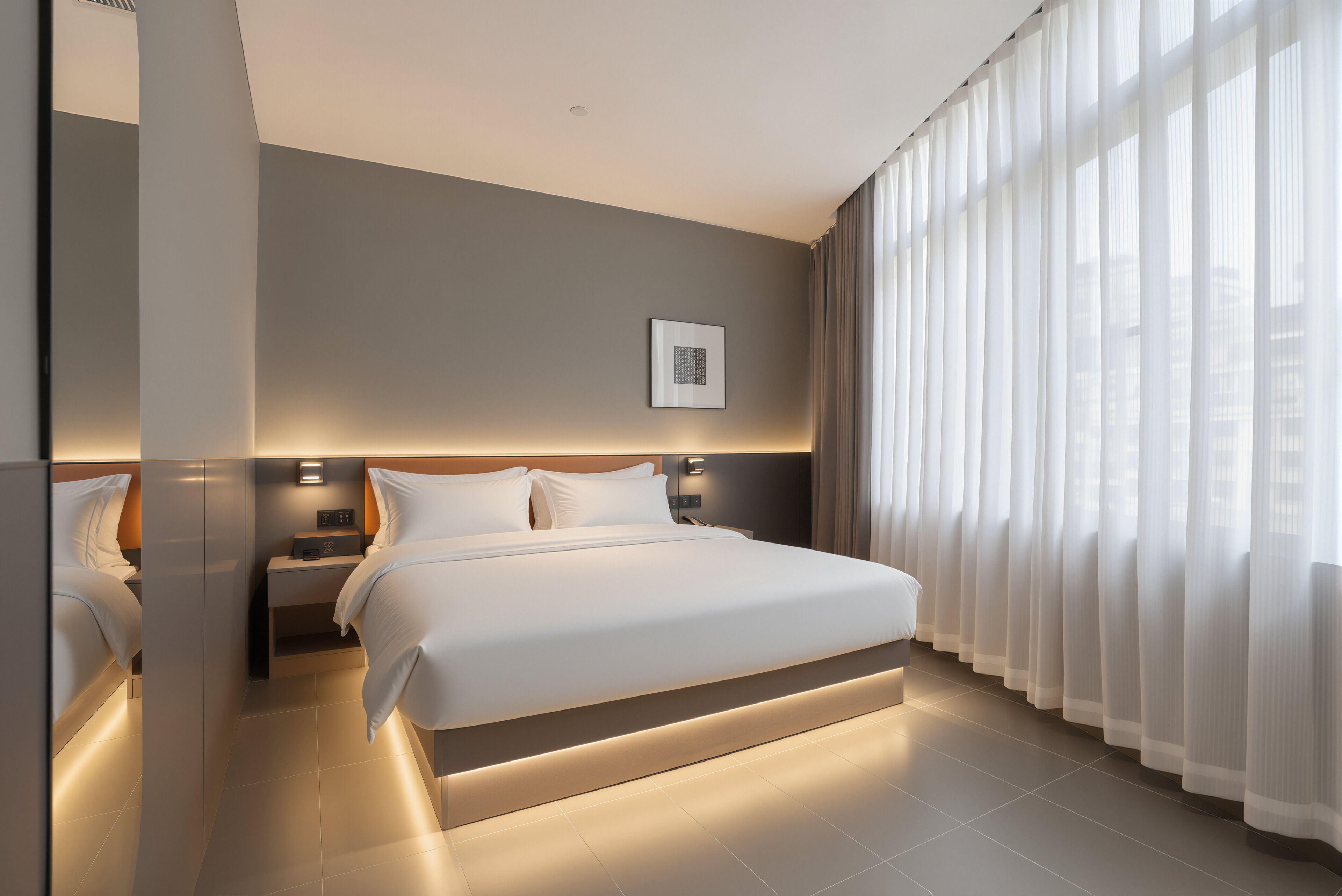 Kamar Double Comfort | Seprai premium, selimut bulu angsa, tirai kedap cahaya, dan kedap suara