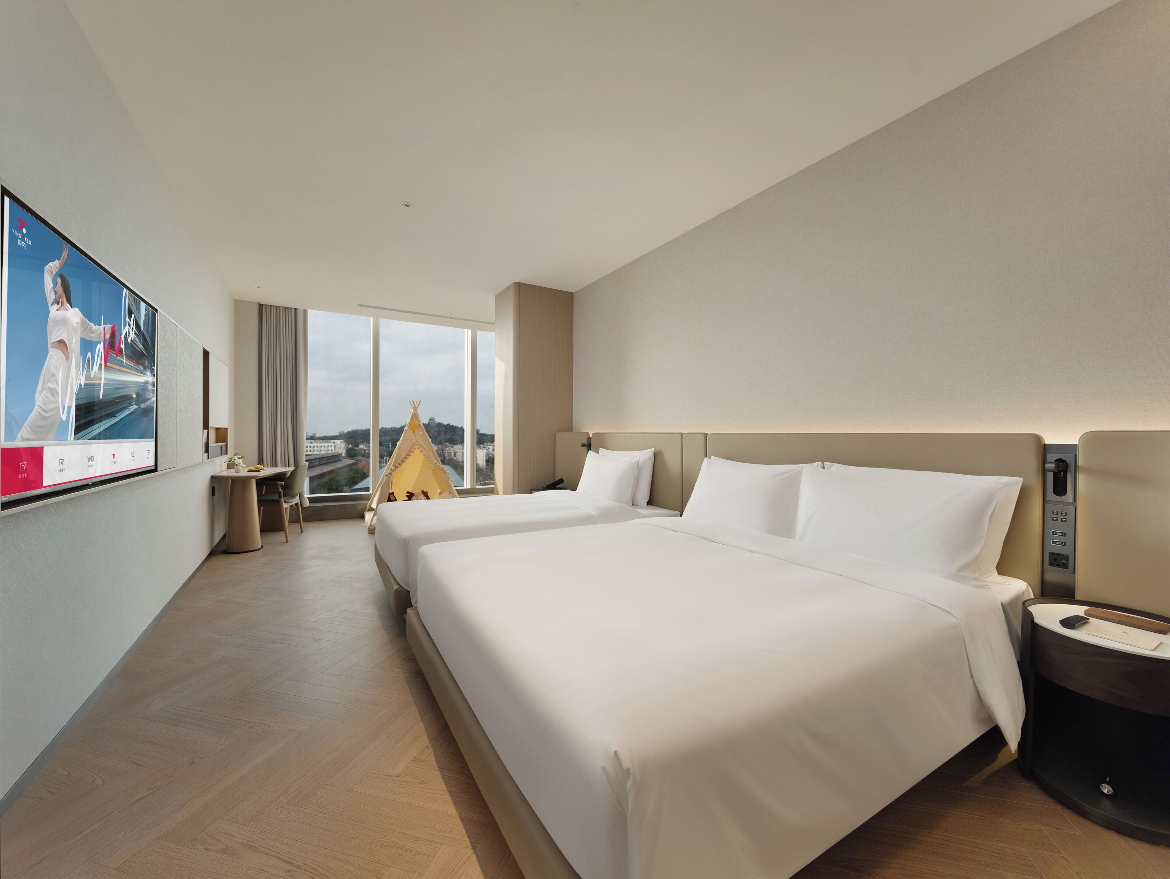 Family Twin Room, City View | Iron/ironing board, free WiFi