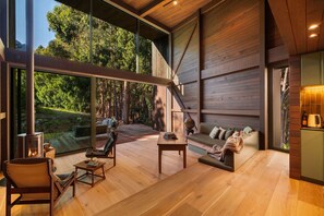 TV, fireplace, books, stereo - Ultimate Secluded Hideaway - Pekepeke Luxury Farm Cabin (Queenstown)