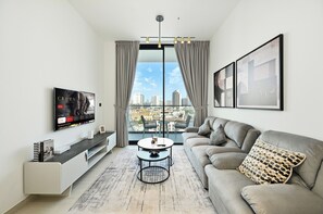 Apartment, Balcony | Living area - Bloomfields 1BR in Binghatti Onyx  (Dubai)