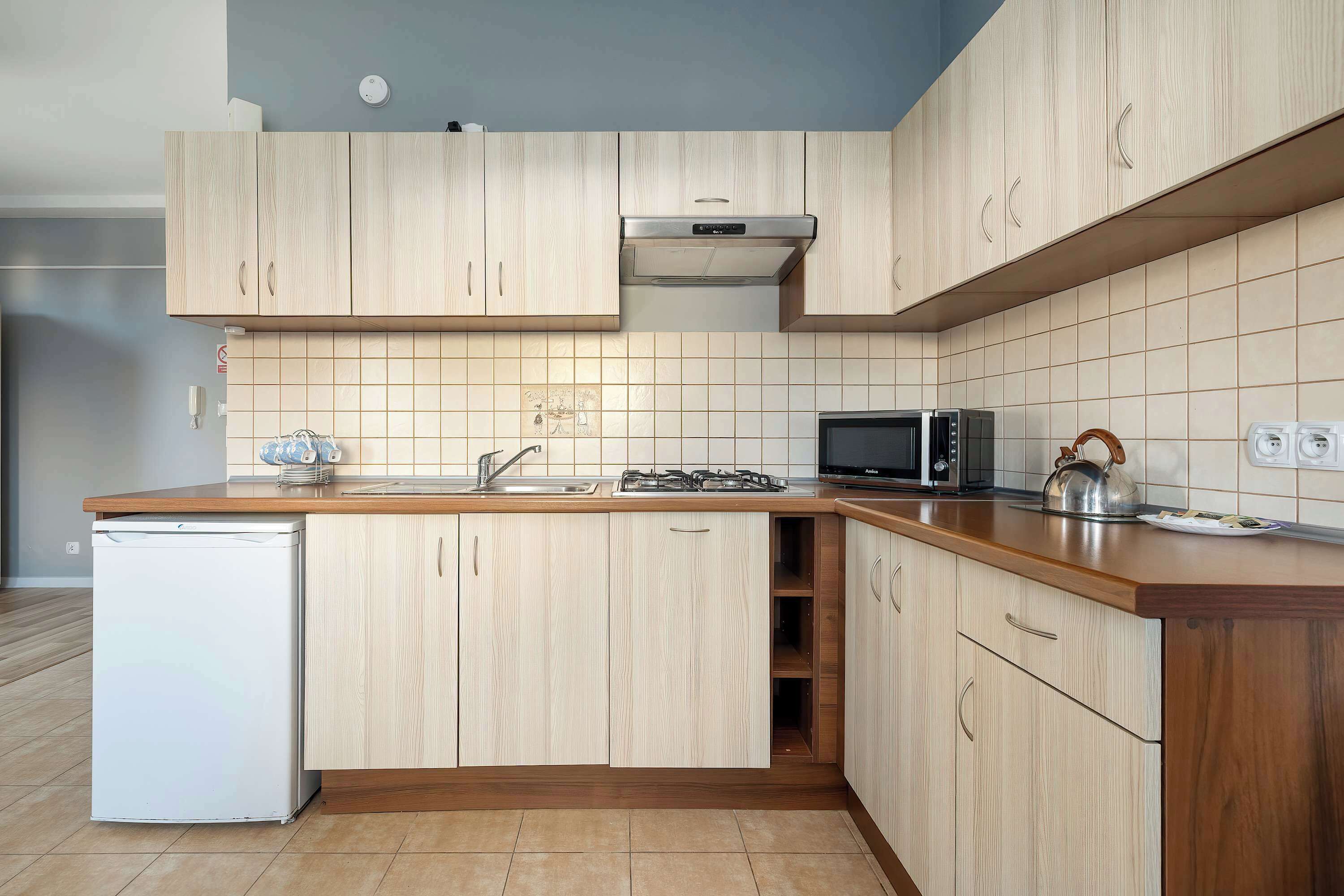 Réfrigérateur, micro-ondes, plaque de cuisson, lave-vaisselle