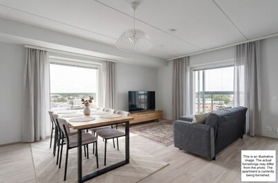 New 2BR Apt with Sauna & Stunning Views 