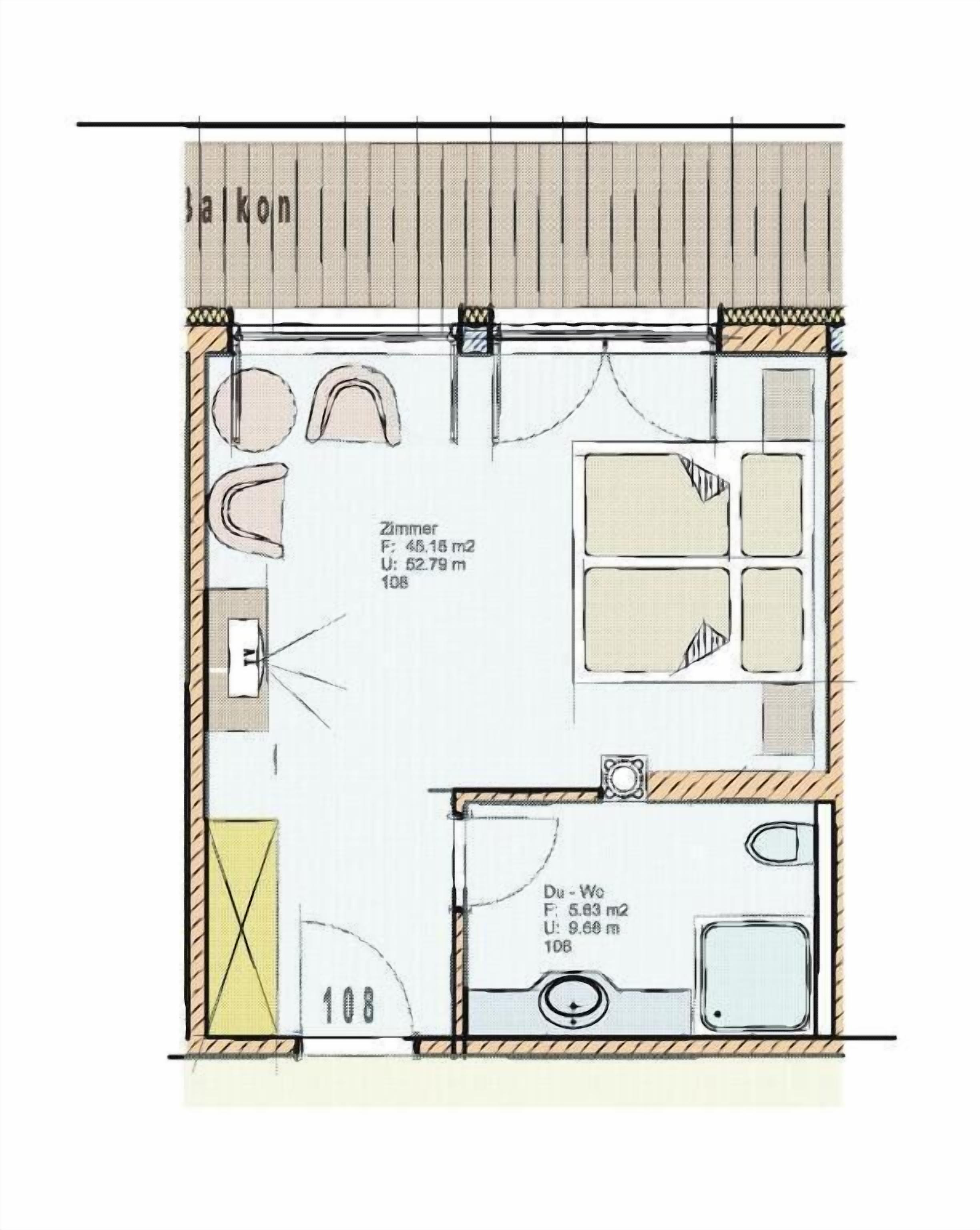 Chambre Double Standard, balcon, vue montagne | Plan d’étage