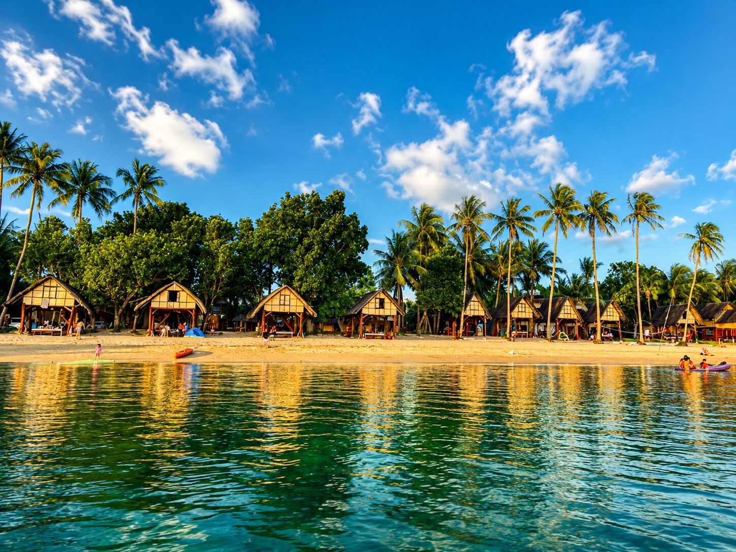 On the beach, white sand